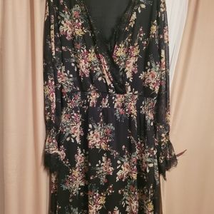 XXL Black Flowered Dress